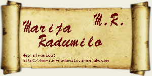 Marija Radumilo vizit kartica
